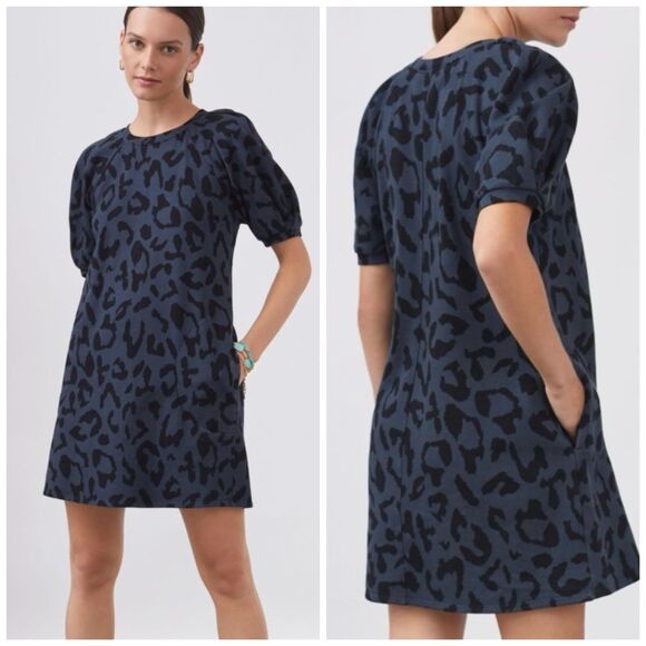 VELVET by Graham & Spencer Puffed Sleeve French Terry A-Line Shift Dress Size XS - Picture 1 of 10